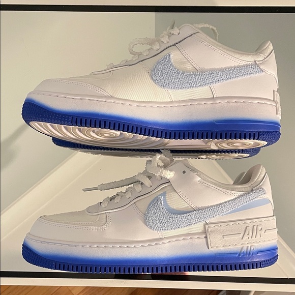 Nike Air Force 1 Shadow White with Blue Highlights - Picture 10 of 12